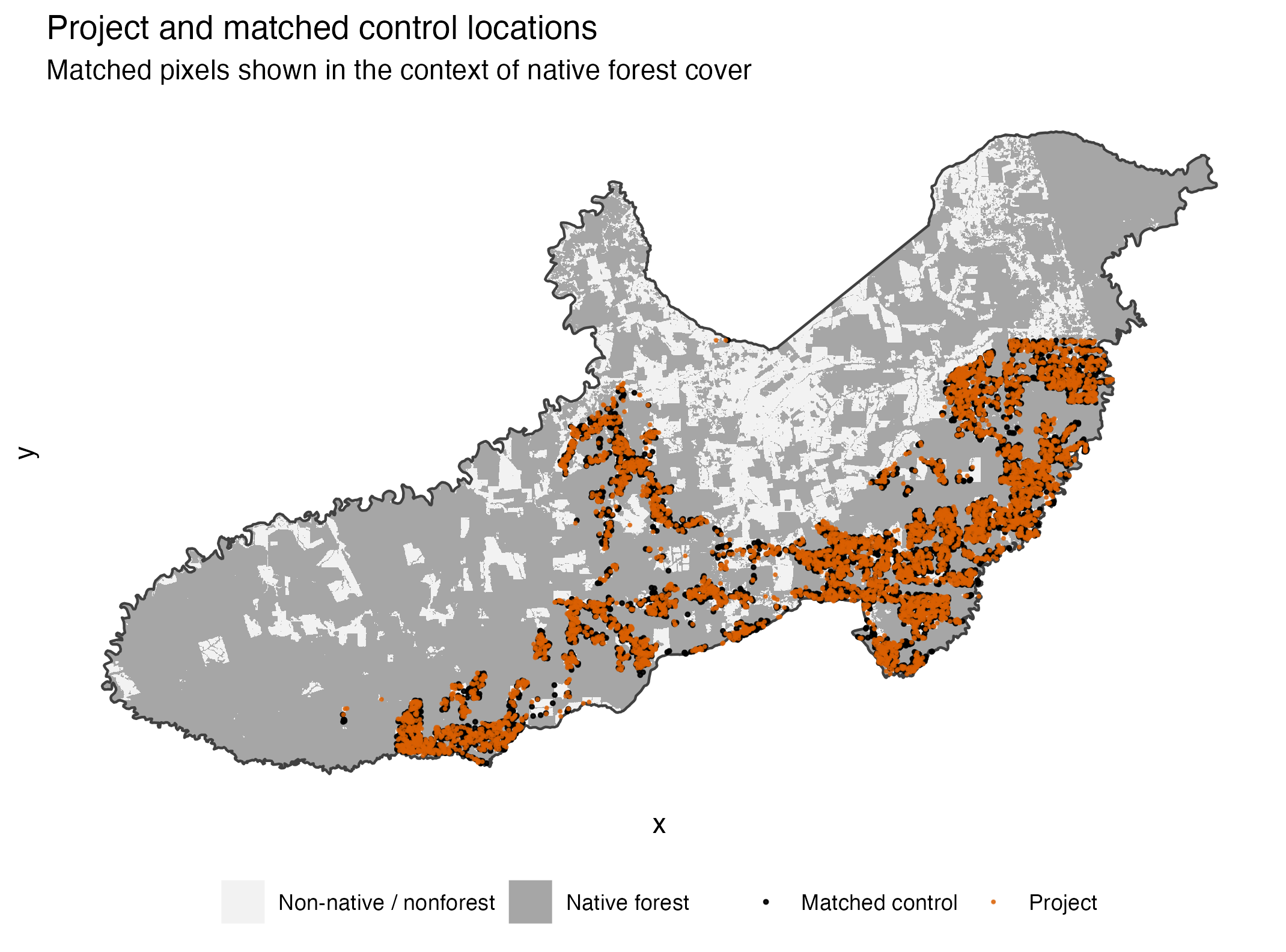 Project and matched-control locations in Paragominas, Pará, Brazil